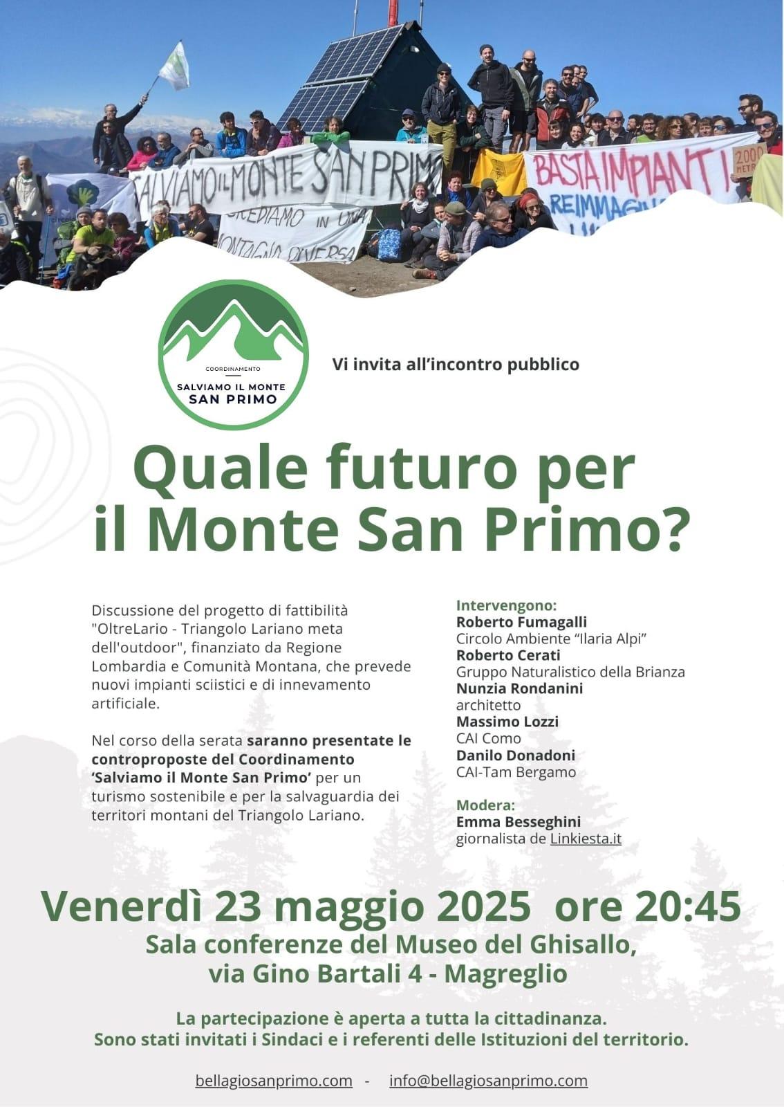 Venerdi 23 Maggio: Quale futuro per il Monte San Primo